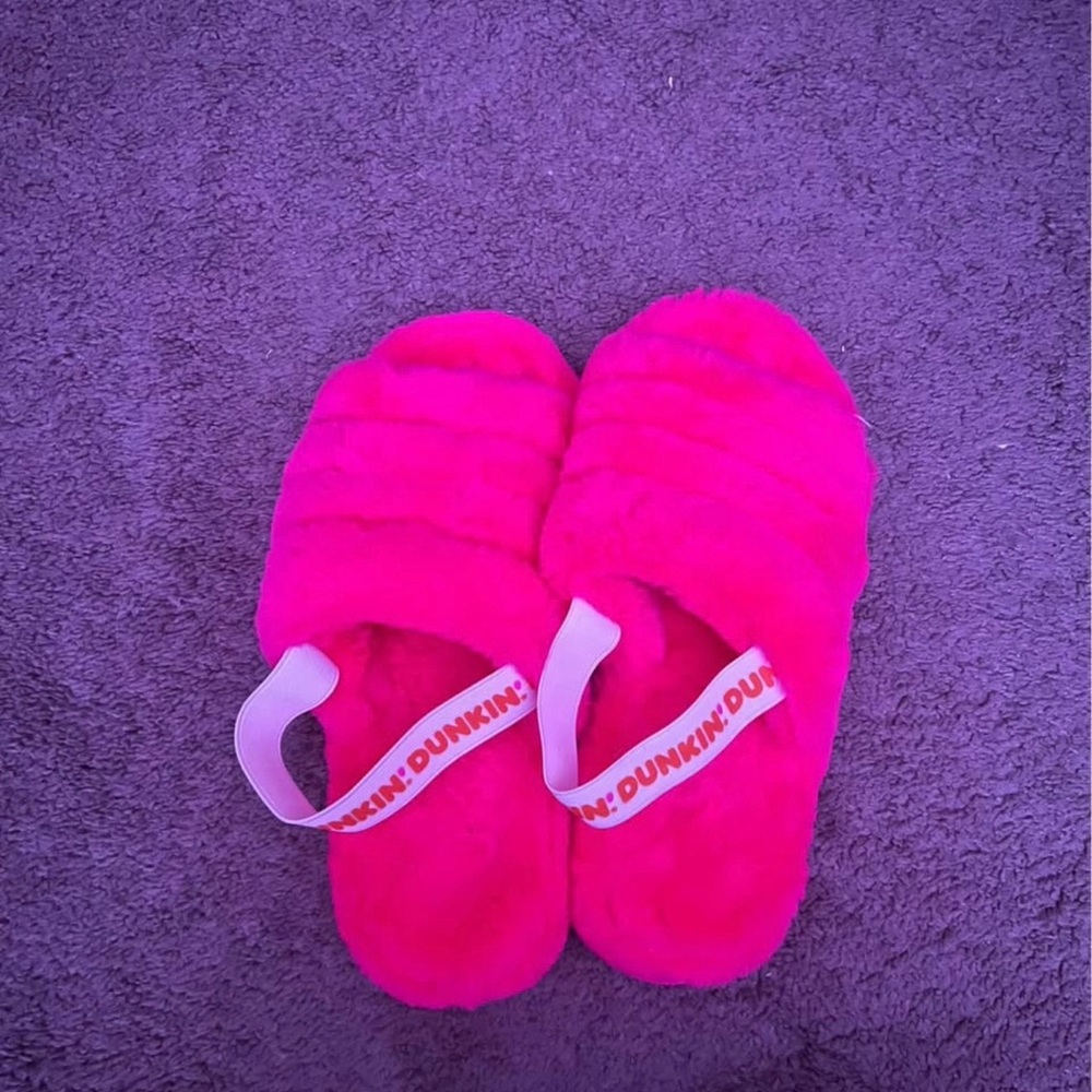 Dunkin' Pink Fuzzy Slippers